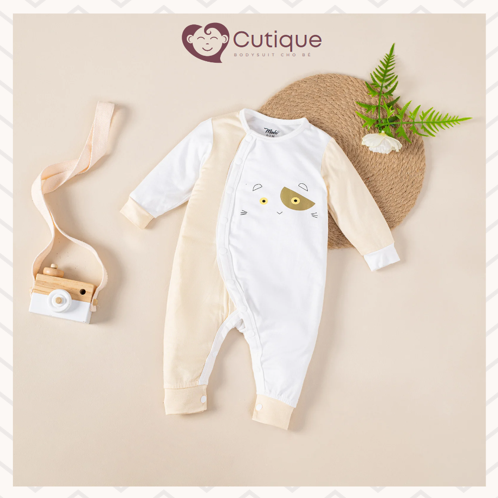 Bodysuit petit cho bé trai và bé gái sơ sinh, bộ body dài tay thoáng mát in hình dễ thương cho bé từ 0-6 tháng CUTIQUE