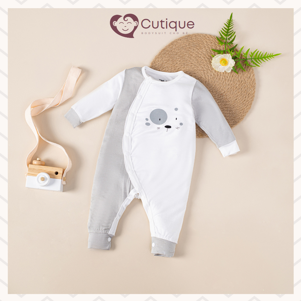 Bodysuit petit cho bé trai và bé gái sơ sinh, bộ body dài tay thoáng mát in hình dễ thương cho bé từ 0-6 tháng CUTIQUE