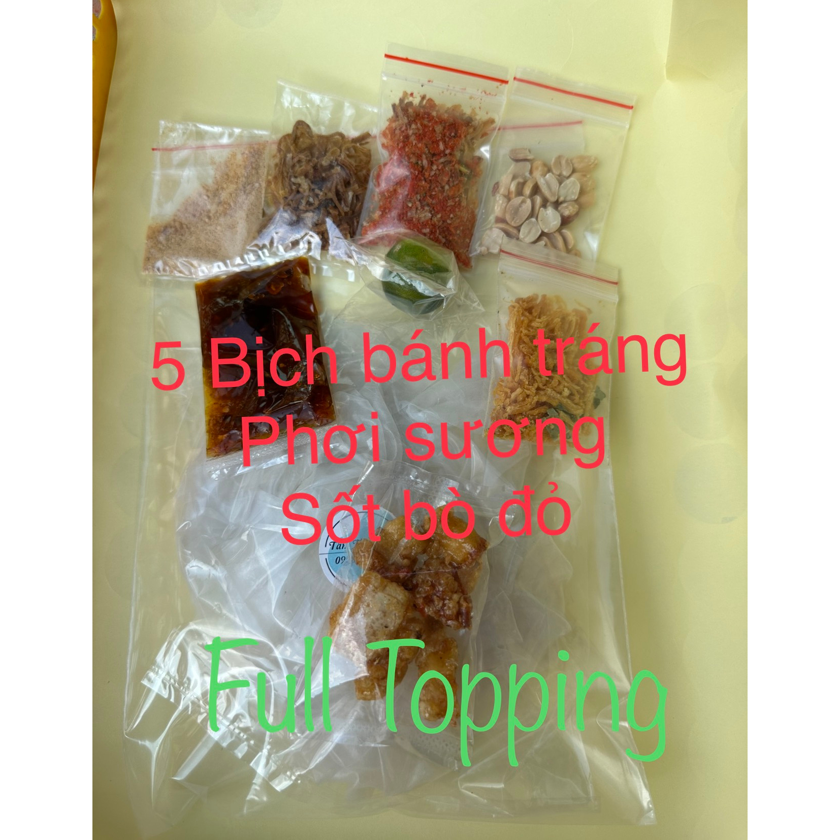 Bánh Tráng Phơi Sương 250g + 200g muối tôm tép hành + 190g bơ