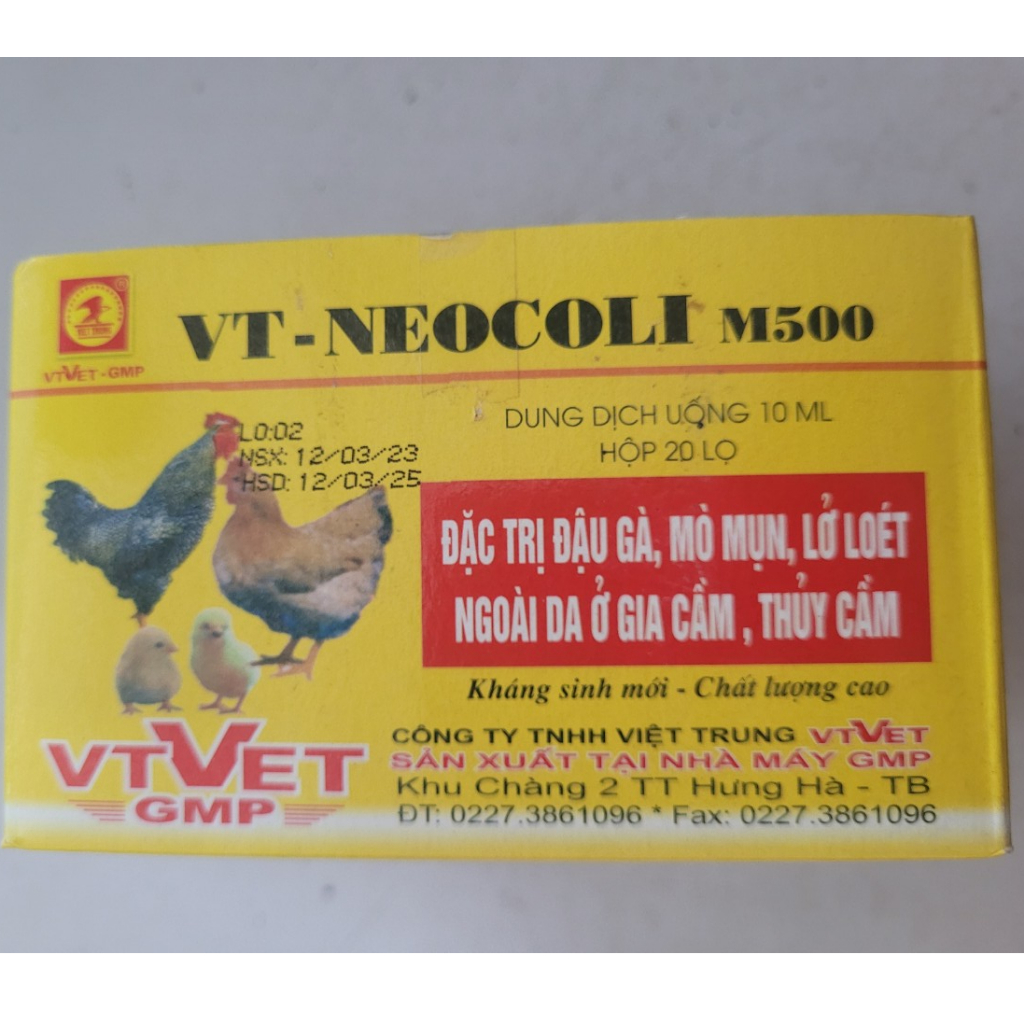 Đậu gà, Mò Mụn, lở loét ngoài da trên gia cầm, thuỷ cầm  neocoli 10ml