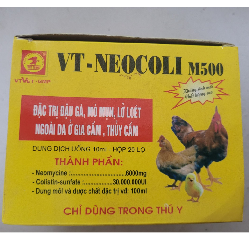 Đậu gà, Mò Mụn, lở loét ngoài da trên gia cầm, thuỷ cầm  neocoli 10ml