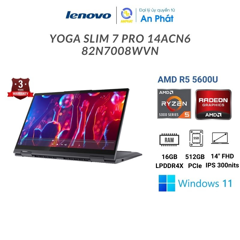 Laptop Lenovo Yoga Yoga Slim 7-14ACN6 82N7008WVN (R5 5600H | 16GB | 512GB| 14" FHD)