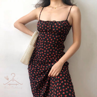 Váy 2 dây (dáng dài/ngắn) hoạ tiết hoa hồng nhỏ mặc mùa hè siêu hợp, siêu xinh