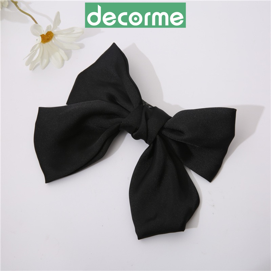 Kẹp tóc phối nơ bản to vải satin cao cấp kẹp tóc nơ hàn quốc Decorme