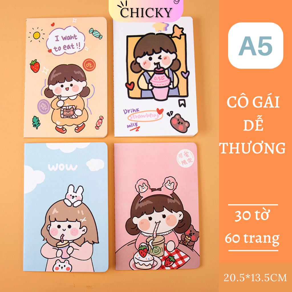 Sổ ghi chú A5, vở ghi chép học tập Chicky bìa in hoạt hình dễ thương