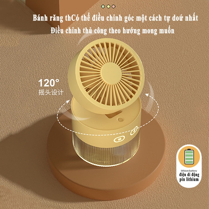 Quạt mini máy phun sương tạo ẩm khuếch tán tinh dầu đèn led dung 350ML