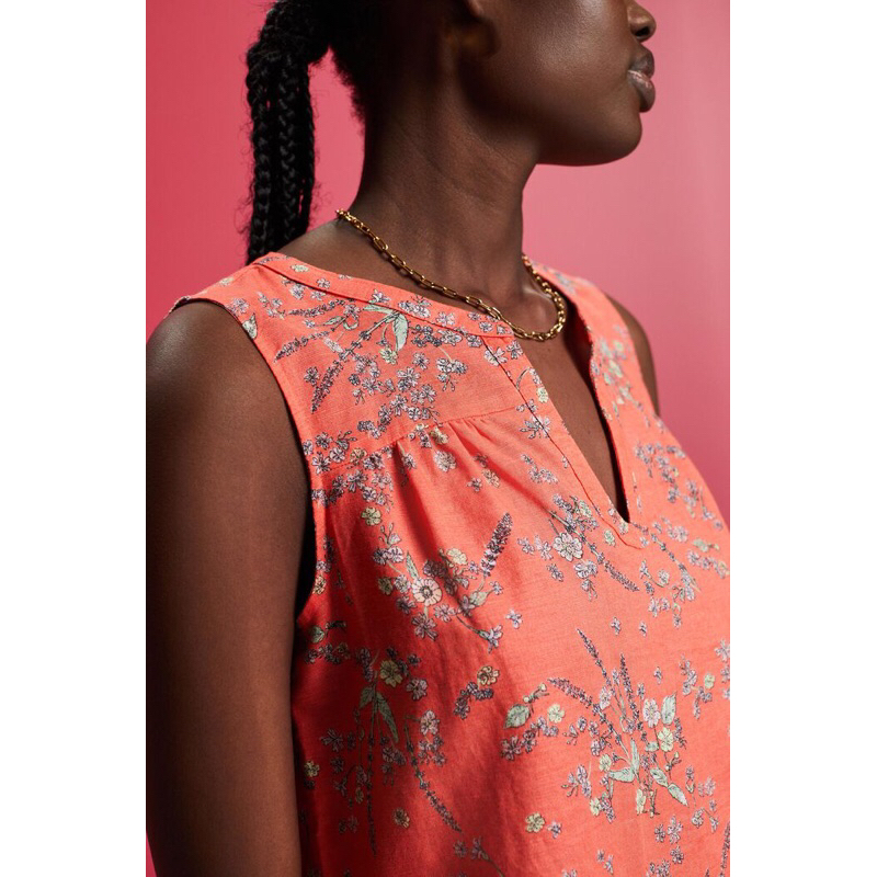 Áo hoa sát nách  ESPRIT vải linen Size xxs , Xs, S, M