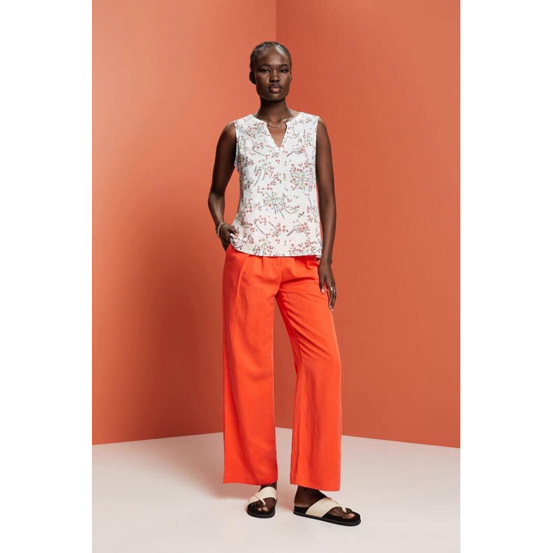 Áo hoa sát nách  ESPRIT vải linen Size xxs , Xs, S, M