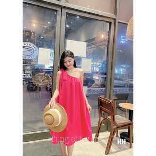 Đầm maxi lệch vai cột nơ siêu xinh