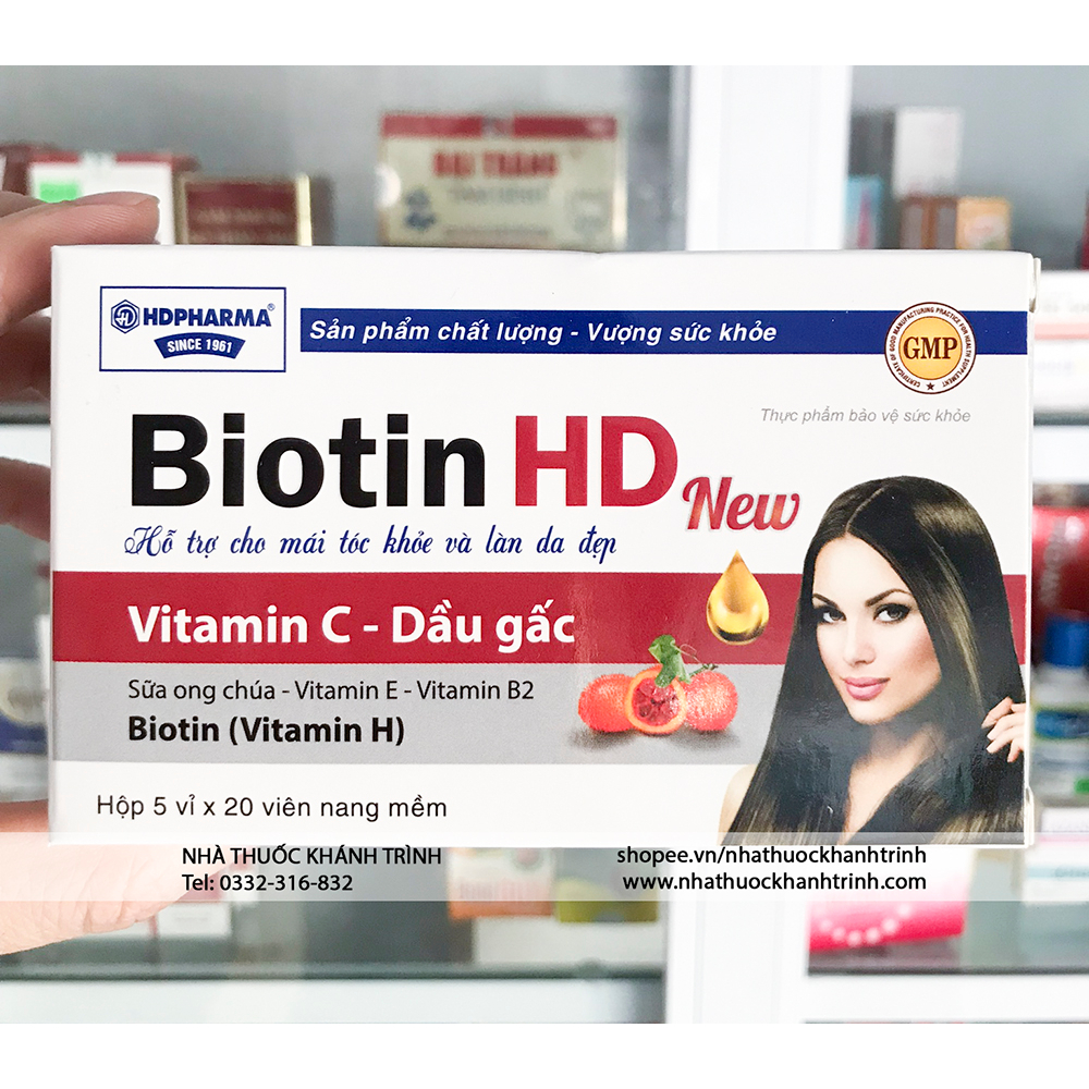 (hộp 100 viên) viên uống Biotin HD New giúp mọc tóc, giảm rụng tóc, làm sáng da