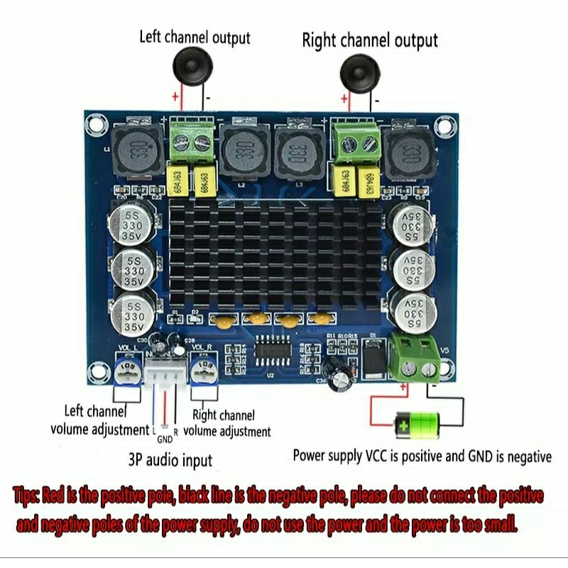 Mạch XH-M543 sử dụng chip TPA3116-D2 công suất 2 x 120W