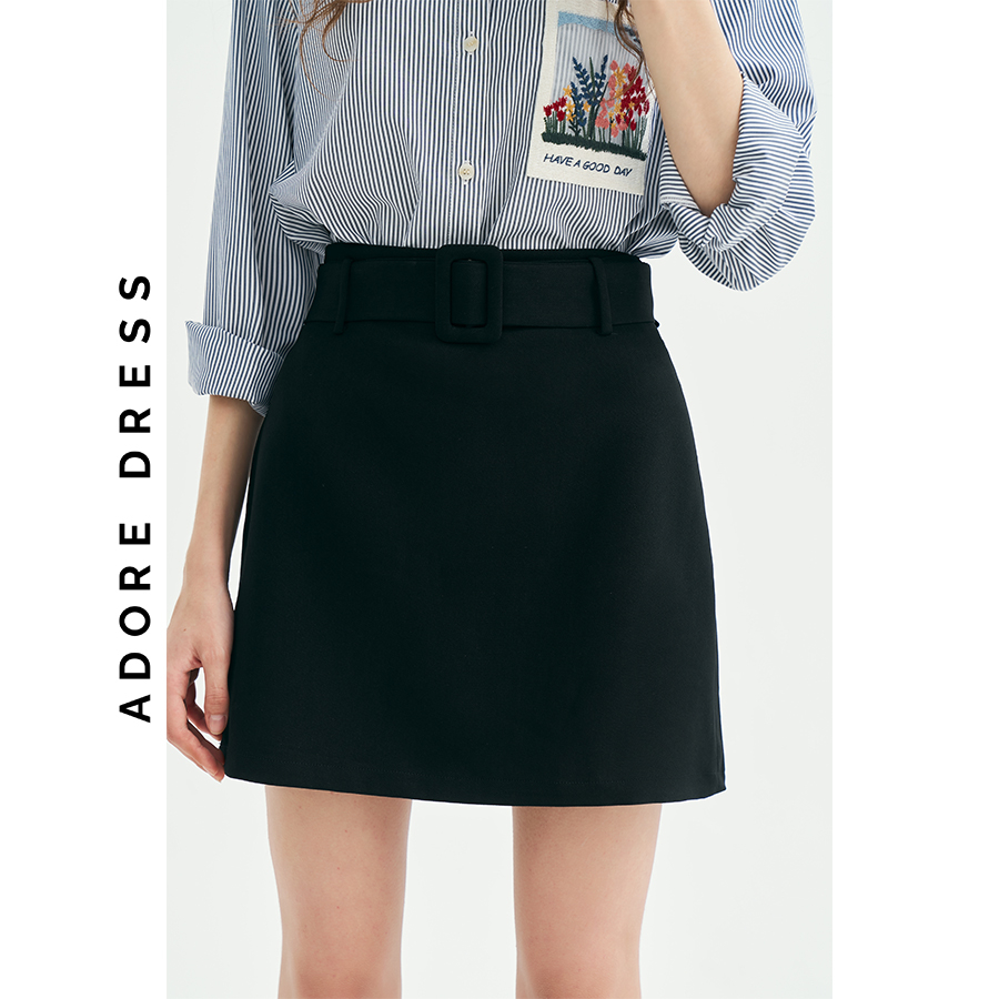 Chân váy Skorts casual style tuytsy trơn nâu  và đen phối belt 313SK1009 ADORE DRESS