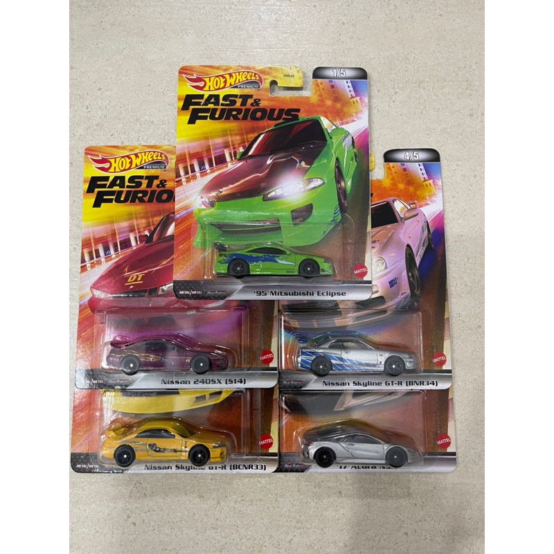 Bộ 5 xe mô hình đồ chơi bánh cao su Hotwheels 1:64 PREMIUM - FAST & FURIOUS 2023 (Full set)
