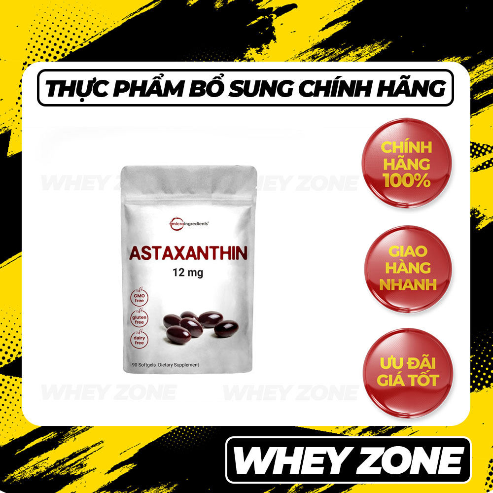Micro Ingredient Astaxanthin 12Mg, Hỗ Trợ Làm Đẹp, Tăng Cường Miễn Dịch, Chống Lão Hóa, 90 Viên