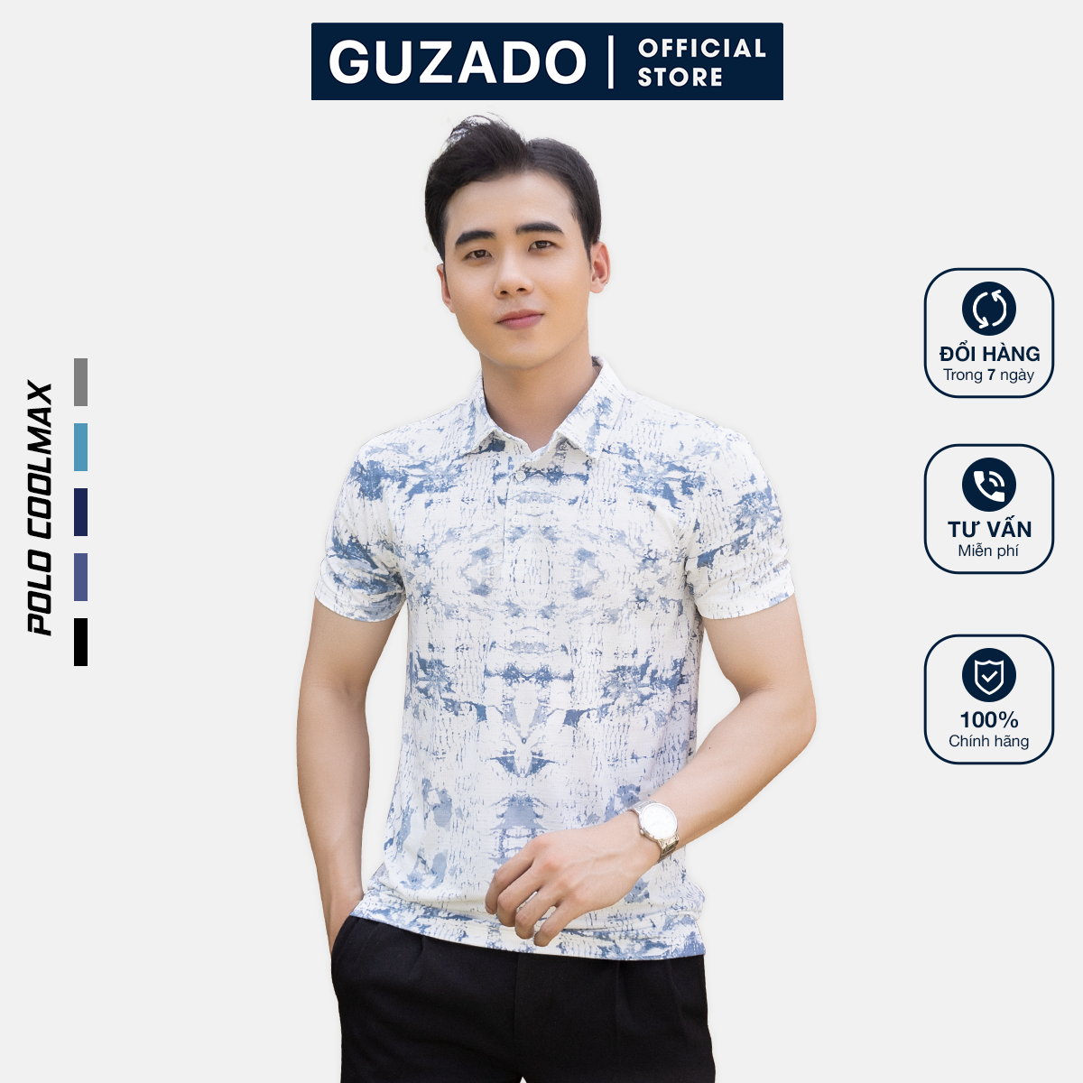 Áo Polo Nam Guzado Cao Cấp Vải Coolmax Siêu Thấm Hút,Mẫu Mới Nhất Hè 2023