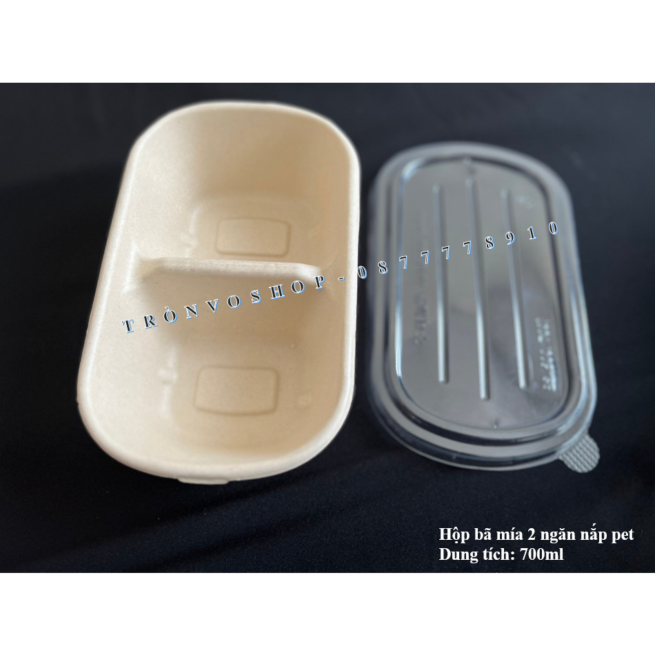 Hộp bã mía 2 ngăn nắp pet 700ml