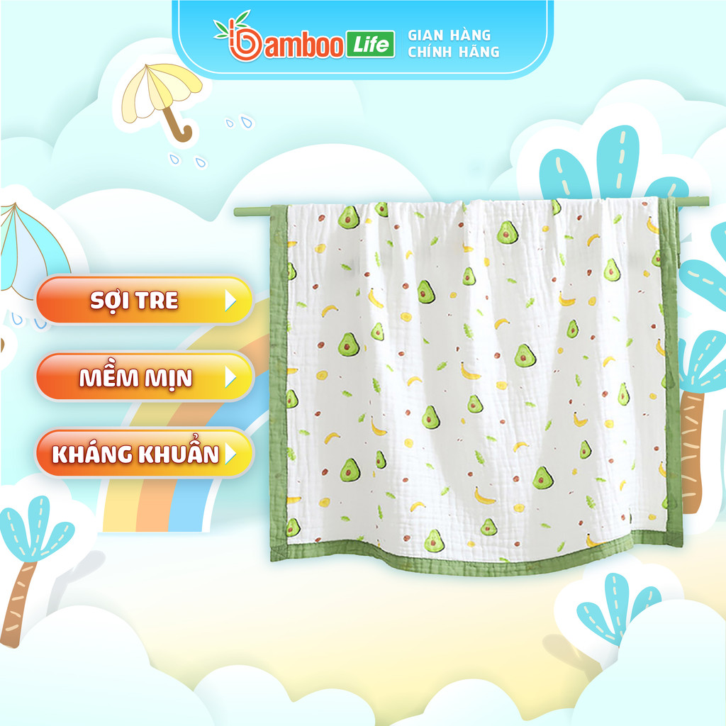 Chăn cho bé sợi tre Bamboo Life BL036 hình quả bơ mền đắp cho bé mềm mịn, kháng khuẩn cho trẻ em siêu xinh