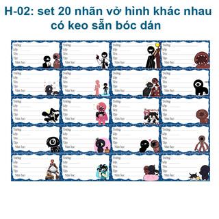 Nhãn vở Doors Figure Roblox - Nhãn dán Doors Figure Roblox (set 20 nhãn vở)