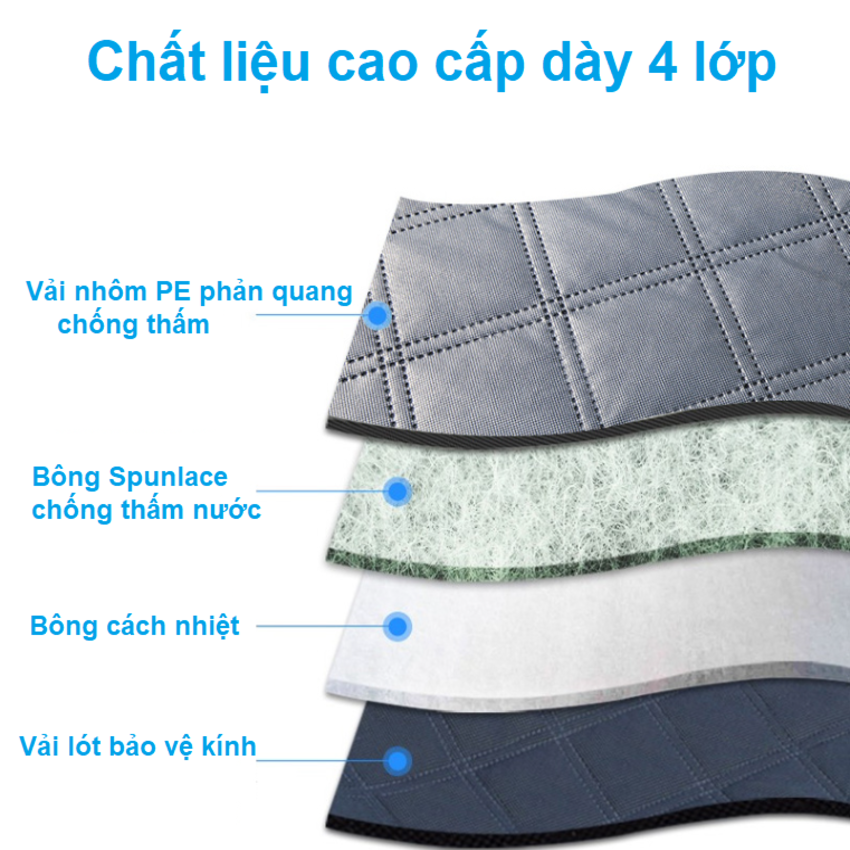 Tấm, bạt chắn nắng kính lái, hông xe và gương chiếu hậu xe ô tô 4 lớp phản quang cao cấp
