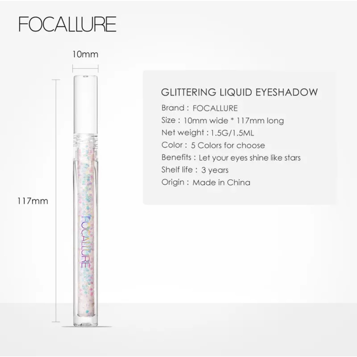 Nhữ Mắt Dạng Lỏng Focallure, Nhũ mắt kim tuyến Chống Thấm Nước Nhanh Khô Độ Bão Hòa Cao - FA195