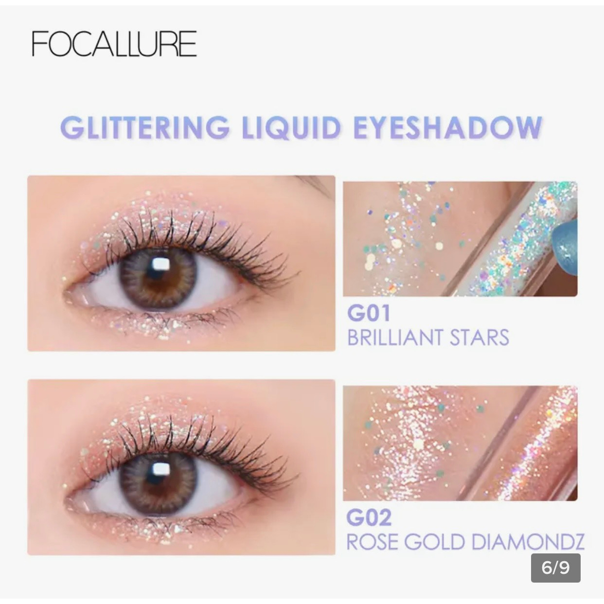 Nhữ Mắt Dạng Lỏng Focallure, Nhũ mắt kim tuyến Chống Thấm Nước Nhanh Khô Độ Bão Hòa Cao - FA195