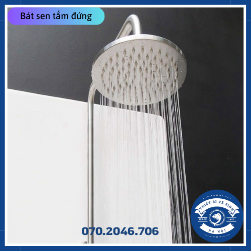 Bát sen tắm đứng, vòi sen tắm inox 304 đk 20cm trắng mờ cổ xoay linh hoạt cao cấp dùng cho bộ sen tắm đứng TS025