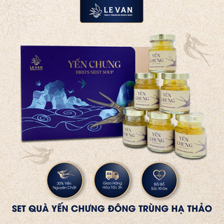 Set quà tặng 6 lọ yến chưng 30% yến vị đông trùng hạ thảo LÊ VĂN bồi bổ sức khỏe