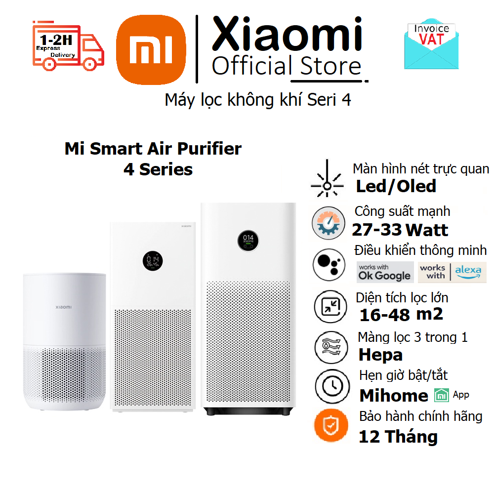 Máy lọc không khí Xiaomi Air Purifier 4 Lite I 4 Compact I 2C , Bản quốc tế - Bảo hành 12 tháng