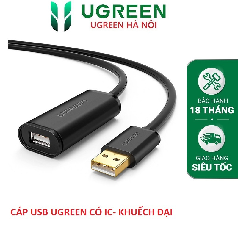 Cáp USB 2.0 nối dài 5m Ugreen UG10319 có chíp khuếch đại cao cấp