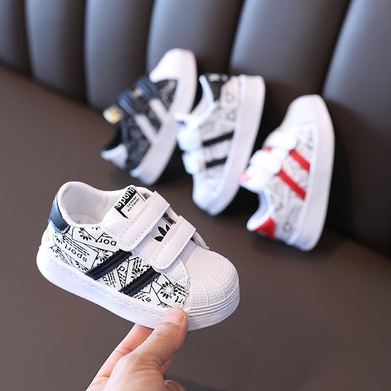 XẢ KHO  Giày Thể Thao ADIDAS Kẻ Sọc Cho Bé Chất Da Mềm, Ôm Chân - Hàng Quảng Châu Cao Cấp