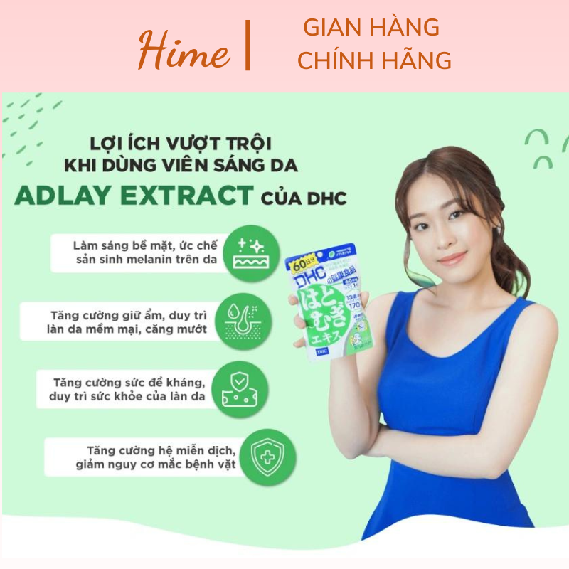 Viên uống Trắng da DHC Nhật Bản Adlay Extract cho da trắng sáng,mịn màng gói 20 viên | BigBuy360 - bigbuy360.vn