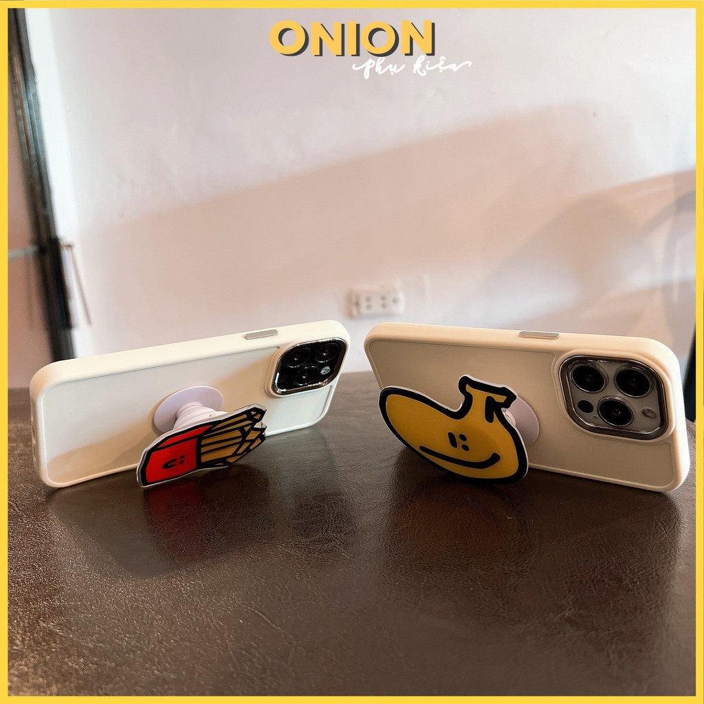 Ốp Silicon dẻo kèm pop Chuối & Khoai dành cho iPhone Xsmax 11 12 13 14 Pro Promax