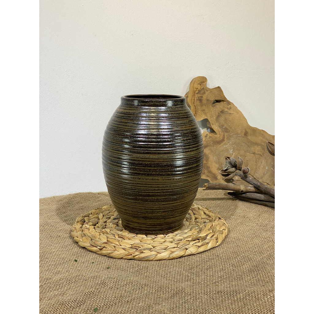 Siêu Sale - Lọ hoa Bát Tràng dáng chum mộc số 2 cao 25cm miệng 12cm