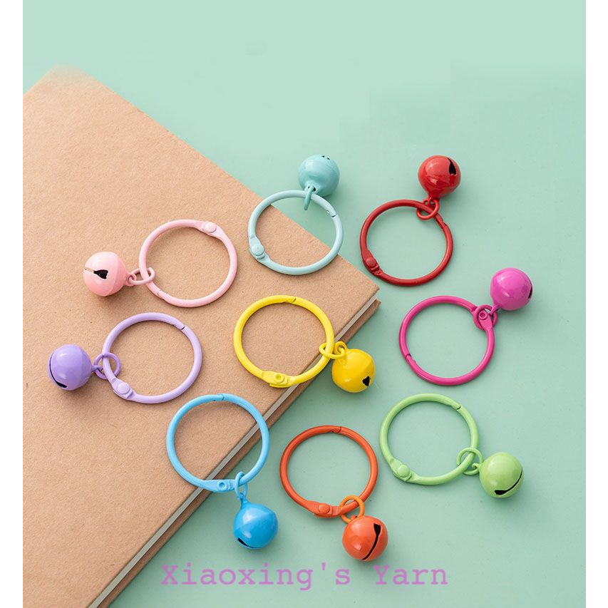 Móc khoá treo kèm chuông nhỏ xinh xắn dễ thương nhiều màu sắc DIY đan móc len | Xiaoxingyarn