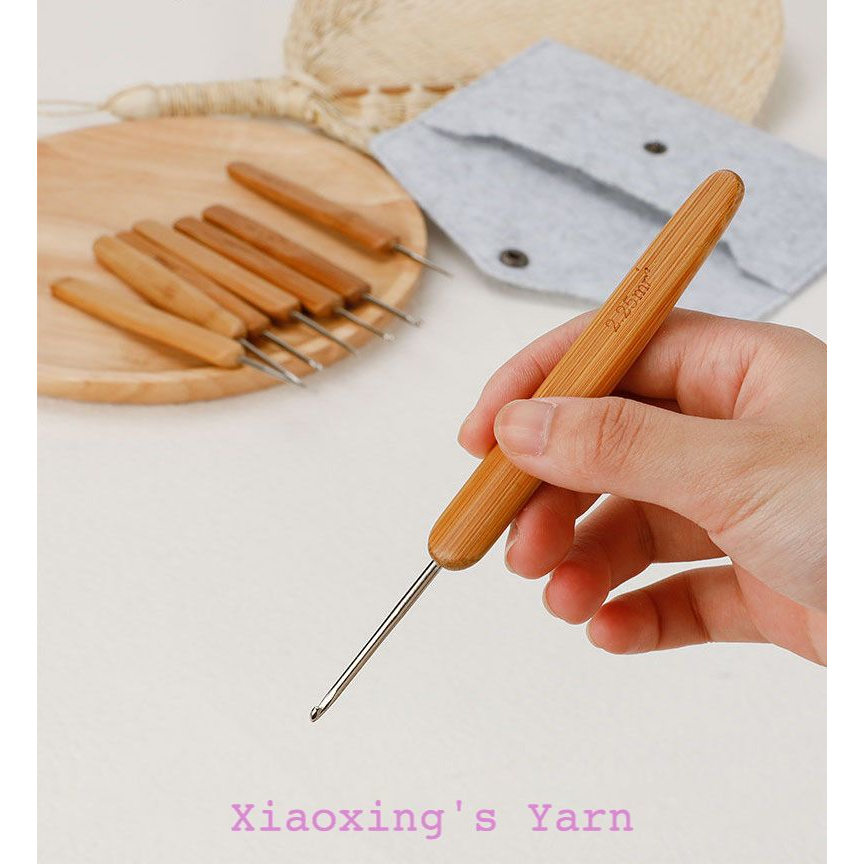Kim móc cán gỗ đủ size 0.5 - 6mm đan móc len cơ bản êm tay | Xiaoxingyarn