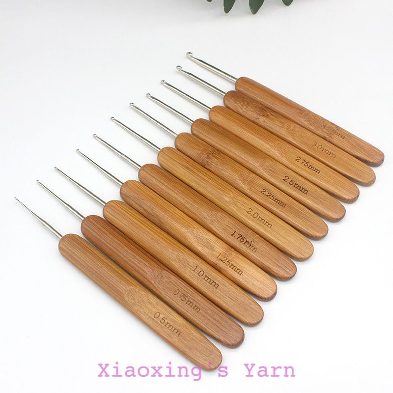 Kim móc cán gỗ đủ size 0.5 - 6mm đan móc len cơ bản êm tay | Xiaoxingyarn
