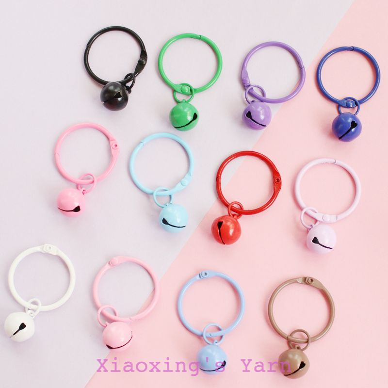 Móc khoá treo kèm chuông nhỏ xinh xắn dễ thương nhiều màu sắc DIY đan móc len | Xiaoxingyarn