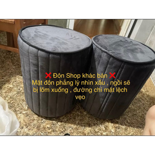 Đôn tròn sofa nỉ nhung cao cấp, Ghế trang điểm hình tròn bọc đệm nỉ nhung siêu êm