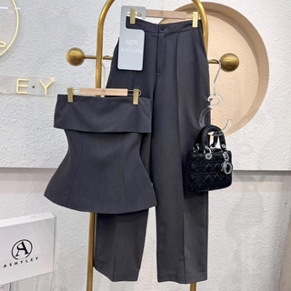 Set Ashley áo peplum cúp ngực mix quần dài kate hàn TKCC L1