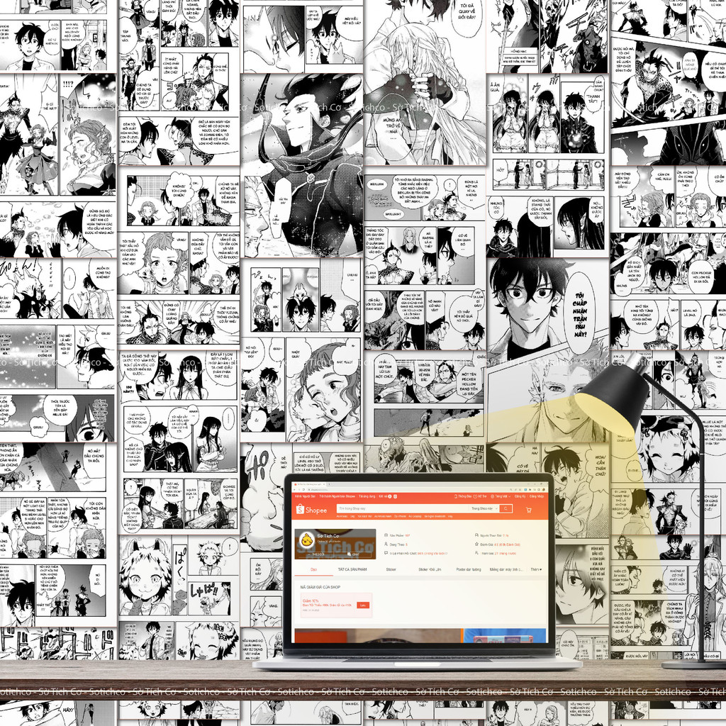 (GIẢM + TẶNG 20%) 100 poster tranh dán tường Anime manga Blue lock, Chainsaw Man, Attack On Titan, King Avatar - BW03