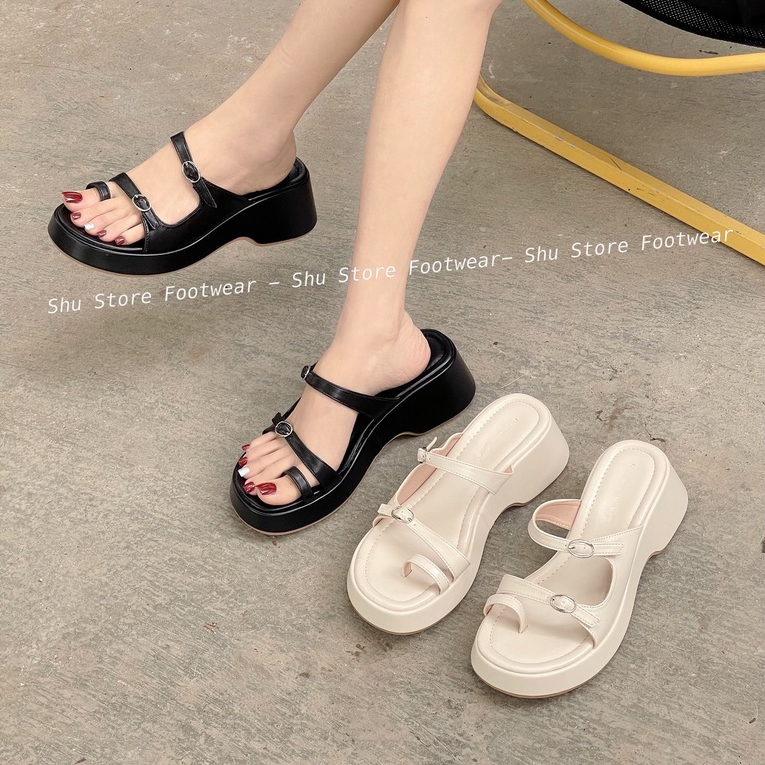Shu Store | Dép xỏ ngón 2 quai mãnh khoá gài Dép nữ đế cao 5 phân thời trang