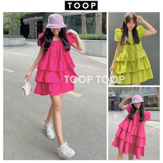 Đầm babydoll tay bồng cổ vuông 2 mầu xinh xắn -váy công chúa xinh xắn -TOOP