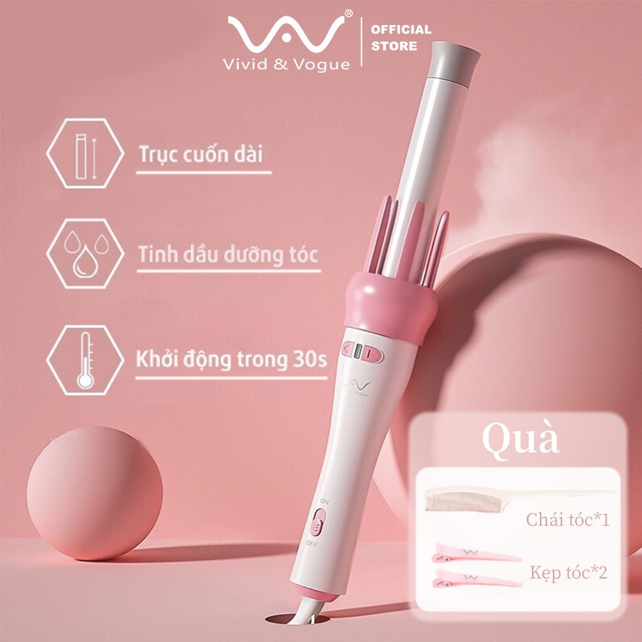 Máy uốn tóc Vivid & Vogue 1gen Máy uốn tóc xoăn xoay tự động 360 ceremic 28mm