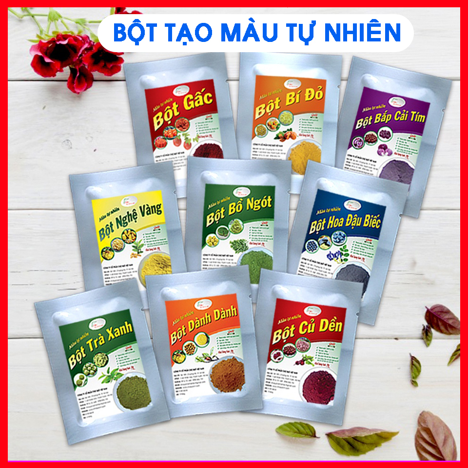 Bột Tạo Màu Thực Phẩm 100% Tự Nhiên Lá Nếp/Lá Dứa/Bột Gấc/Lá Cẩm/Củ Dền/Bí đỏ Bột Rau Củ Tạo Màu 10gr Sấy Lạnh FREESHIP