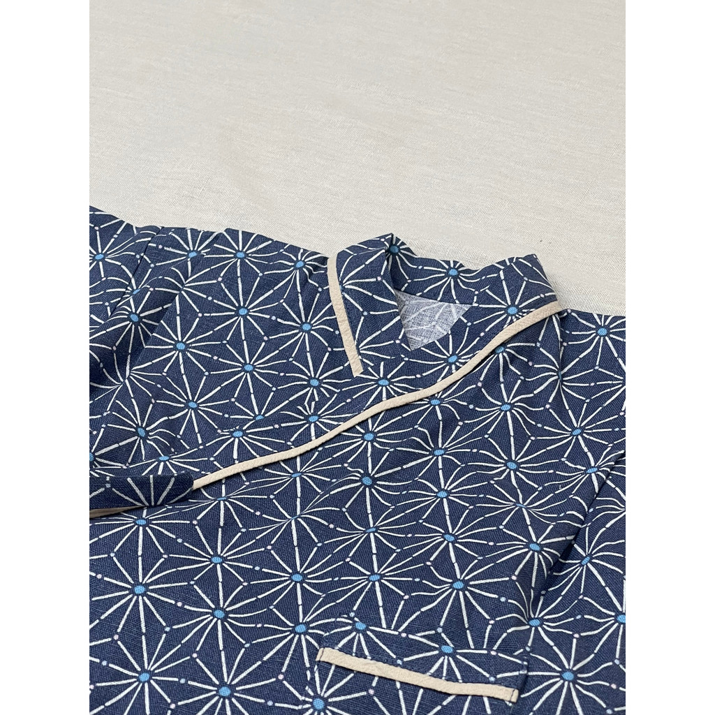 Áo Yukata linen hoa xanh cho bé trai, bé gái  | Morinokii