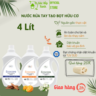 Nước rửa tay Ecocare bồ hòn hữu cơ dạng bọt cam, quế, nhài can 4 lít
