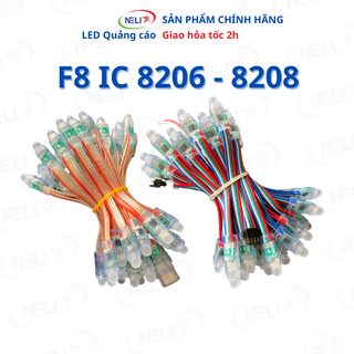 [Chính hãng] Dây 50 bóng LED F8 full color Tự chạy không cần mạch điều khiển 5V, 12V