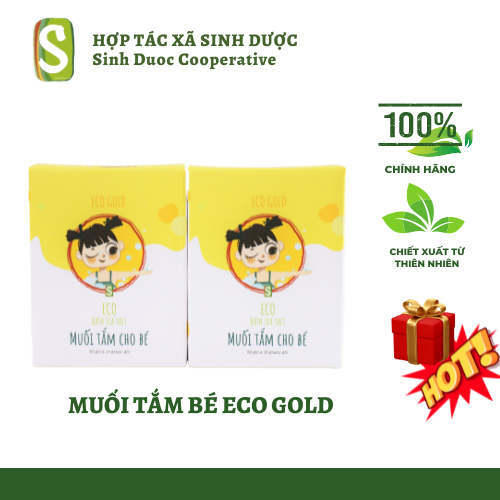 Hộp 30 Gói  Muối Tắm Bé Eco Gold 10g , Muối Tăm Bé Sinh Dược, HTX Sinh Dược -SD46