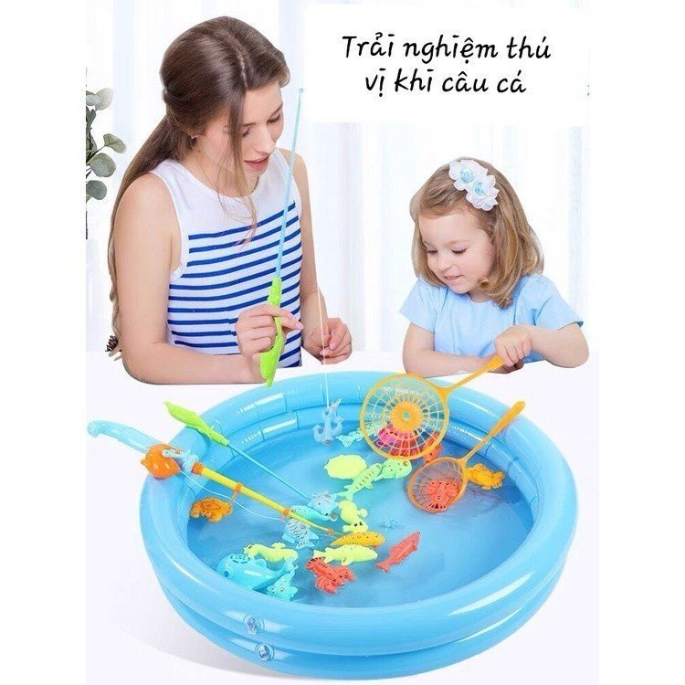 Bộ đồ chơi câu cá cho bé 42 chi tiết có gắn nam châm bao gồm cần câu nhựa, bể phao 2 tầng cho trẻ thỏa thích vui chơi