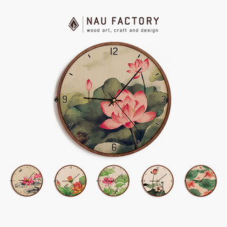 Đồng hồ gỗ treo tường kim trôi in 3D Hoa Sen - Đồng hồ gỗ cao cấp decor, trang trí nhà cửa sang trọng NAU FACTORY